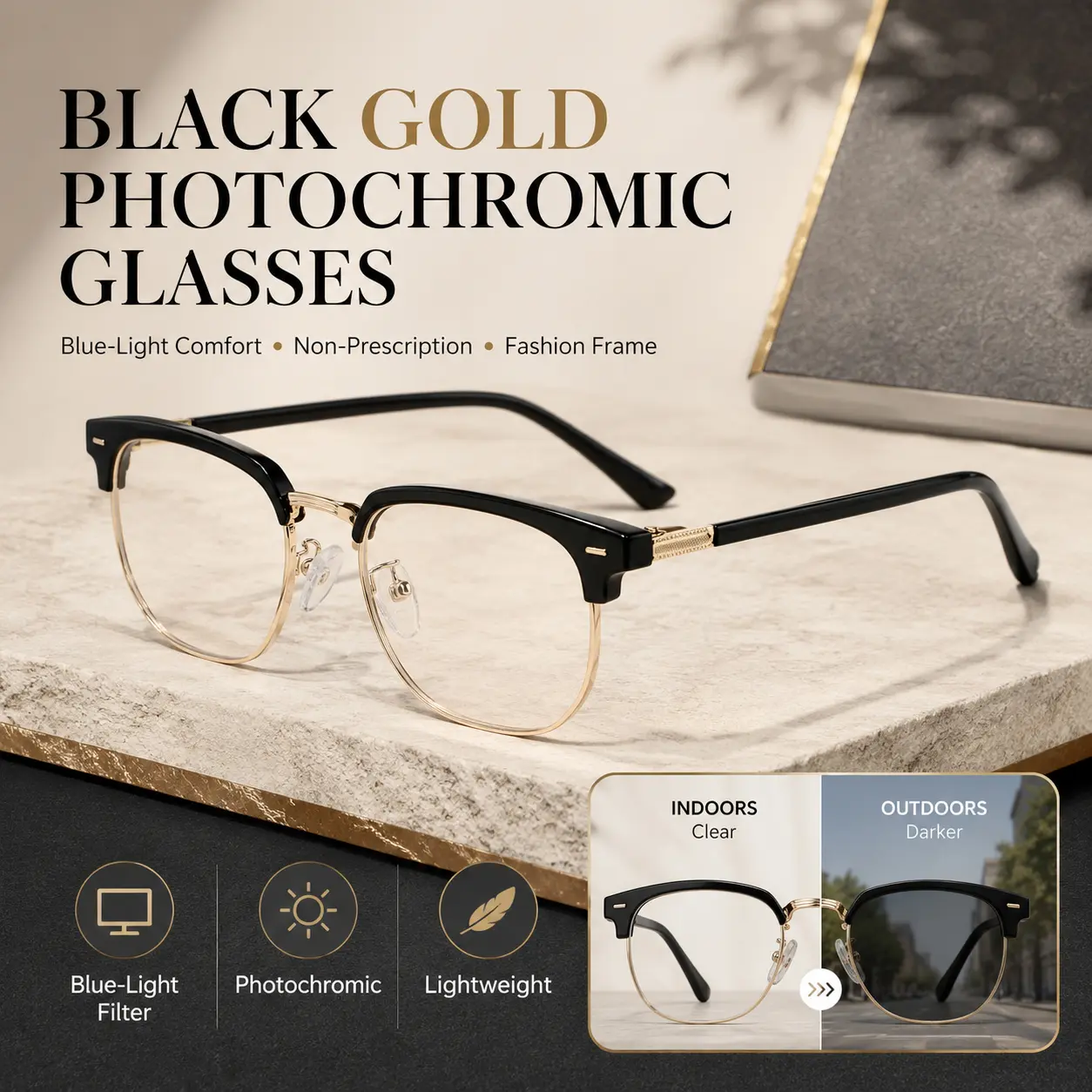 Unisex Full-Rim Blue Light Glasses, Stylish Square Frame Eyewear with Plano Lenses for Screen Viewing, Glasses Blue Light