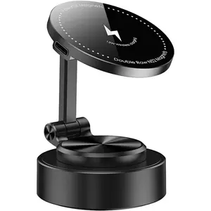 Vacuum Suction Phone Mount, 360 Car Magnetic Phone Holder, Wireless Charging Vacuum Suction Phone Holder, Magnetic Suction Phone Mount (027) ENZZONE