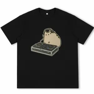 [Sale Up To 30%] Pusheen The Cat DJ PUSHEEN T-Shirt, Unisex T-Shirt Cotton, Aesthetic Graphic Gildan T-shirt, Pusheen Stuff, Pusheen Shirt