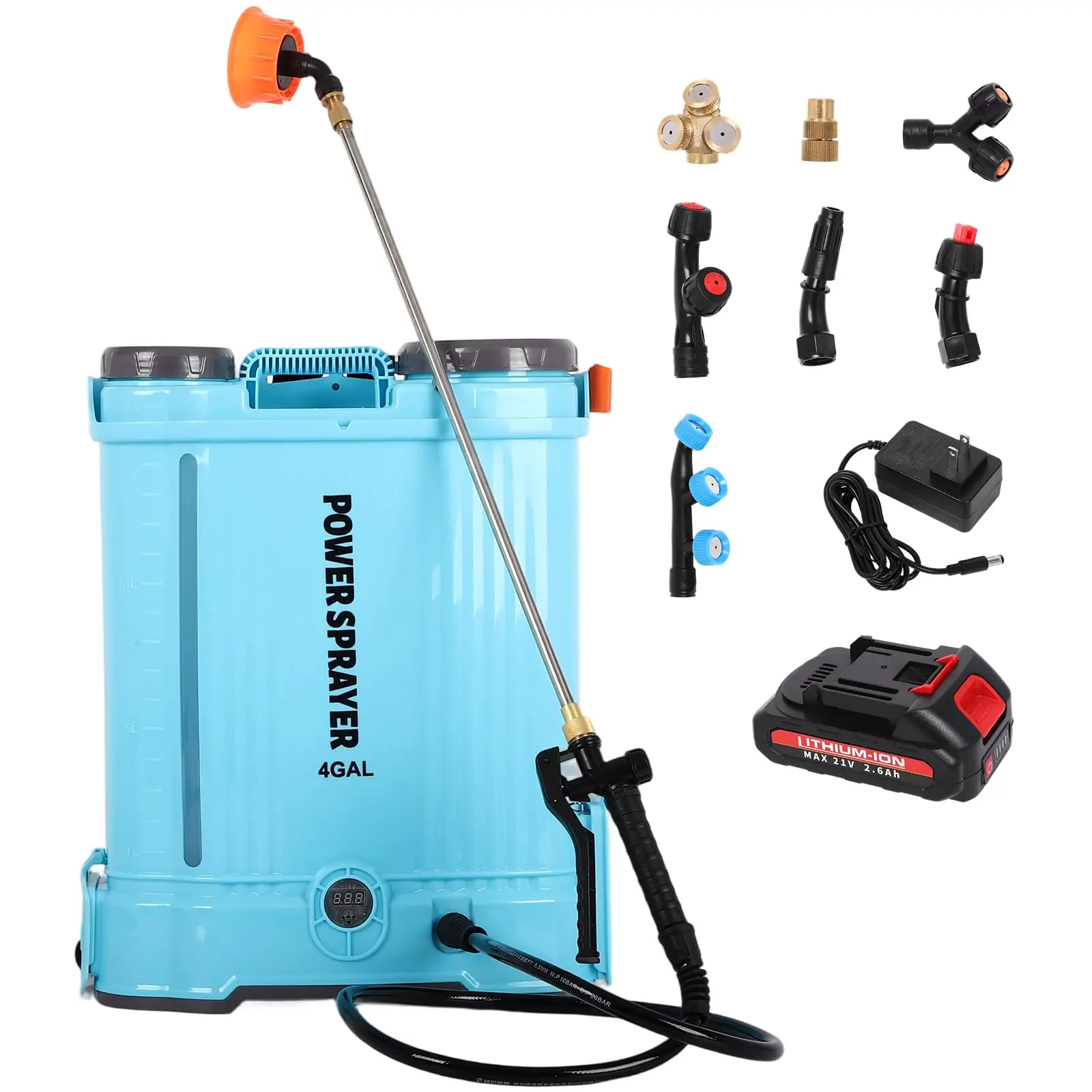 【DealsForYouDays】4.2 Gallon Electric Garden Sprayer 80 PSI Battery Powered Backpack Sprayer with Telescopic Wand 8 Nozzles 2.6 Ah Battery & Charger Included Electronic Pest Repellent Bug Repellent weed killer Bug Zapper Mosquito