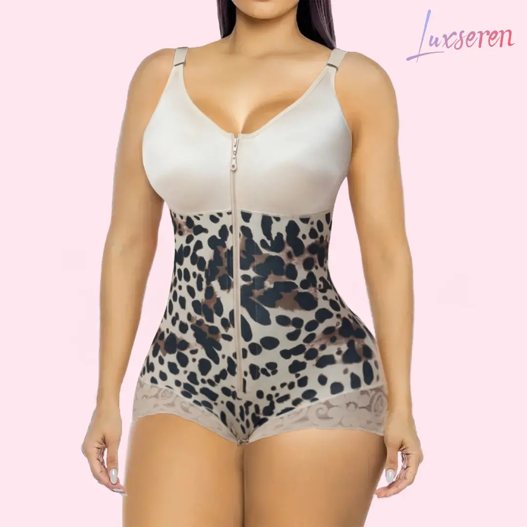 LUXSEREN Shapewear Bodysuit for Women, Elegant Solid V-Neck Tummy Control Shaper with Front Zipper and Adjustable Straps, Compression, Minimalist, Chic Curves Bottom
