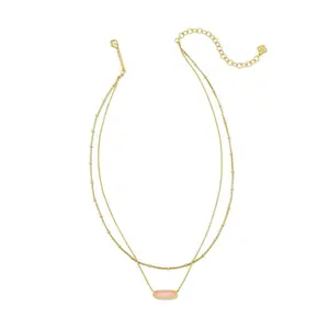 Kendra Scott Eva Multi Strand Necklace - Gold/Rose Quartz