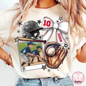 CUSTOM Template Baseball Photo Insert Shirt, Baseball Canva Shirt, Trending Shirt, Baseball Mom Shirt, Coquette Baseball Shirt