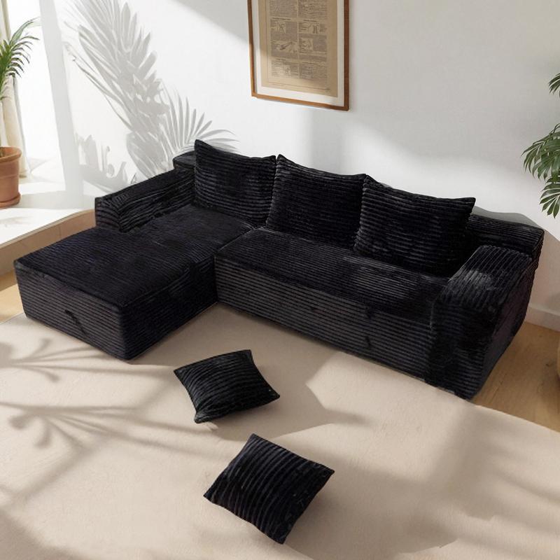 【2 Packages Shipping】105.9" L-Shaped Boneless Sectional Cloud Couch Corduroy Velvet Modular with Chaise No Assembly Required Sofa Living room furniture 【2 Packages Shipping】105.9" L-Shaped Boneless Sectional Cloud Couch Corduroy Velvet Modular with Chaise No Assembly Required Sofa Living room furniture