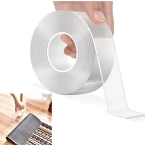 Clear Acrylic Nano Double-Sided Tape 1.38 x 118.11 inches Ultra-Strong Waterproof Adhesive Removable No Residue for Walls Carpet Rug