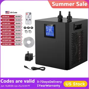 Aquarium Chiller 79Gal 1/3 HP Water Chiller for Hydroponics System Home Use Axolotl Fish Coral Shrimp 110V with Pump and Pipe