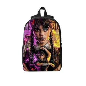 Wednesday Addams Gothic Backpack, vibrant print & breathable straps, perfect for school, fans & everyday use
