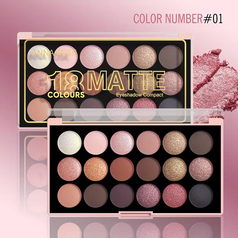 18-Color Eyeshadow Palette – Matte & Shimmer, Waterproof & Sweat-Proof | Ultra-Pigmented, Long-Lasting, Perfect for Everyday & Glam Looks Makeup Cosmetic Makeup