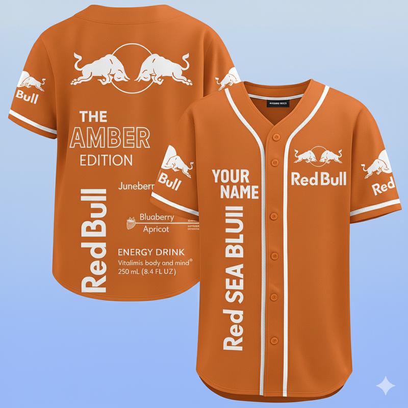 Redbull Baseball Jersey Unisex Button Up Top for fan, Drink Energy Jersey Unique Gift Unisex, Perfect for Parties Festivals