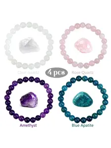 Natural Stone Bracelet Set Special Mother's Day Gift Crystal & Quartz & Crystal & Blue Fluorite 8mm Beads Yoga Meditation Jewelry