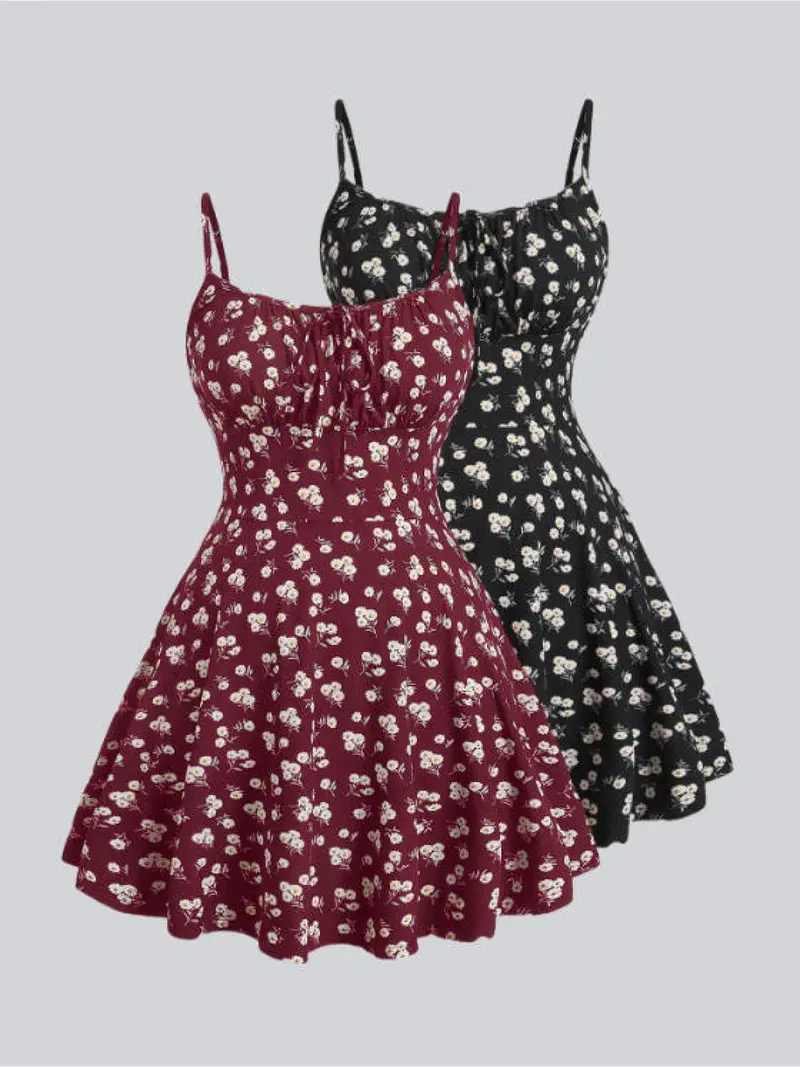 strapless open back dress Red Skater Dress with Square Neck Detail Christmas Party Outfit Red / 12 main image 1