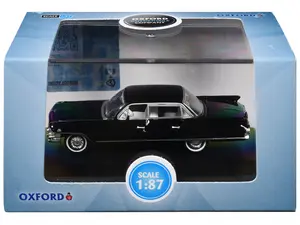 1961 Cadillac Sedan DeVille Ebony Black with White Interior 1/87 (HO) Diecast Model Car by Oxford Diecast