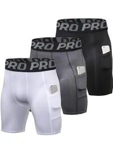 Men's Letter Print Pocket Sports Shorts, Volley Sweat Shorts, Sporty Skinny Bottoms for Gym Workout Running, Men's Sport & Outdoor Clothing for Spring Fall