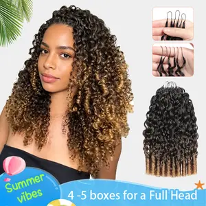 【New Color】ElNbeauty Crochet Hair Human Hair Extensions T30# T350# Pre-Separated for Miracle Knots Boho Braids Burmese Curly 50g/Pack, 4-5 Packs for Full Head, Multiple Curly & Wave Textures Protective Hairstyles For Black Women Vacation Hair #Summervibes