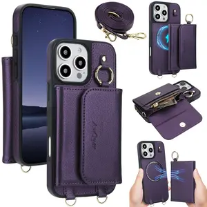 2 in 1 PU Faux Leather Case Suitable For iPhone 16E 16 15 14 Plus 13 12 Pro Max, Crossbody Detachable Wallet Wireless Charging Card Slot RFID Blocking Stand Slim Mobile Phone Bag For iPhone 16ProMax 16Plus 16Pro 15ProMax 15Plus 15Pro Cover