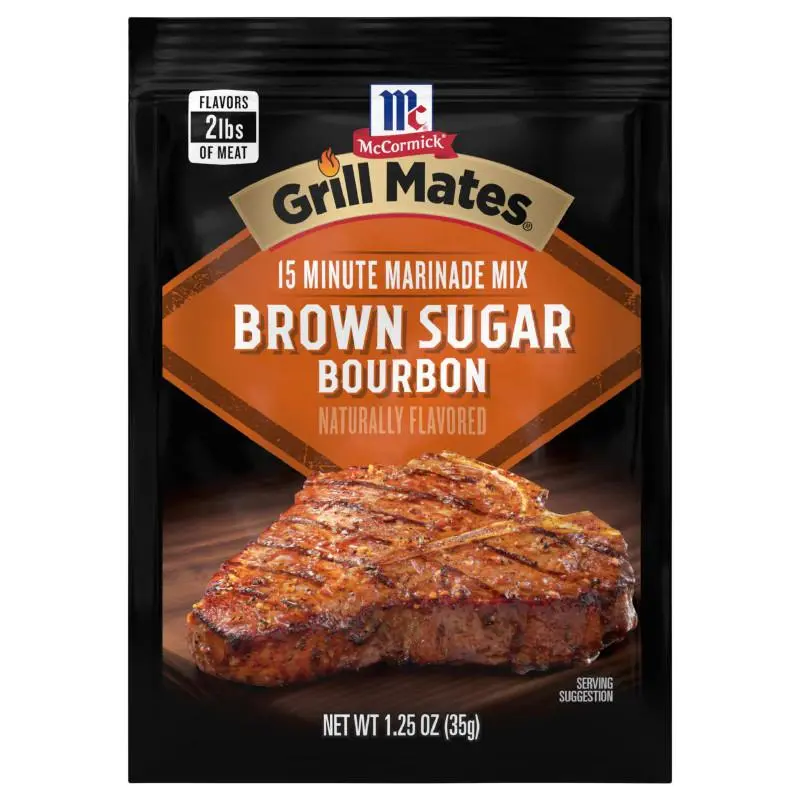 6x McCormick Grill Mates Brown Sugar Bourbon Spice Blend Packet for Grilling, BBQ Rub, Savory Cooking Seasoning, 1.25oz