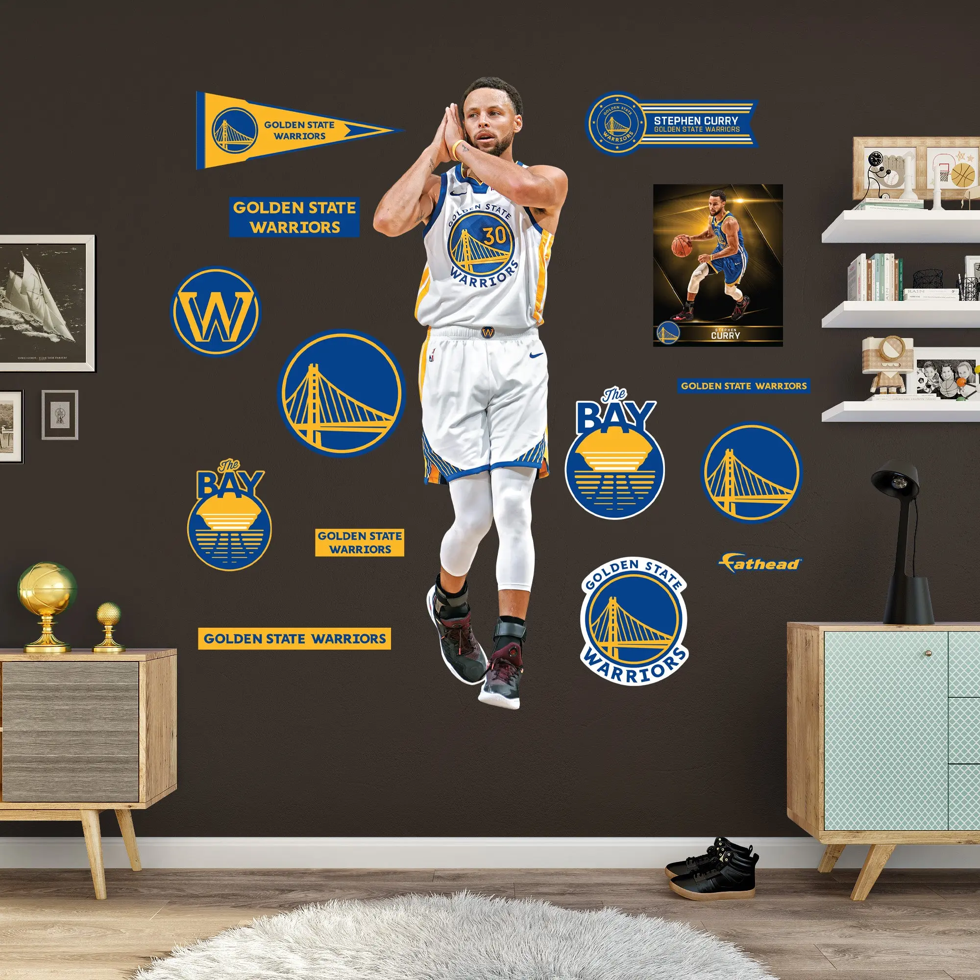 Stephen Curry Night Night - RealBig Collection - Official NBA - Golden State Warriors - Reusable Vinyl Wall Decals