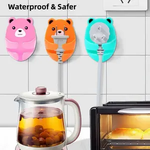 Multi Functional Hooks, Cartoon Hug Bear Non Drilling Adhesive Hook, Plug Hook, Power Socket Holder, Kitchen Plug Storage Hook Wall-MM1