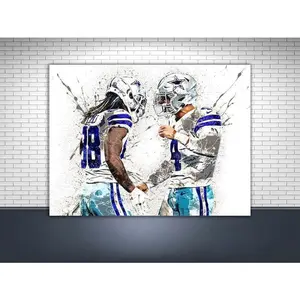 Ceedee Lamb, Dak Prescott Poster, Dallas Cowboys, Gallery Canvas Wrap, Man Cave, Kids Room, Game Room, Bar
