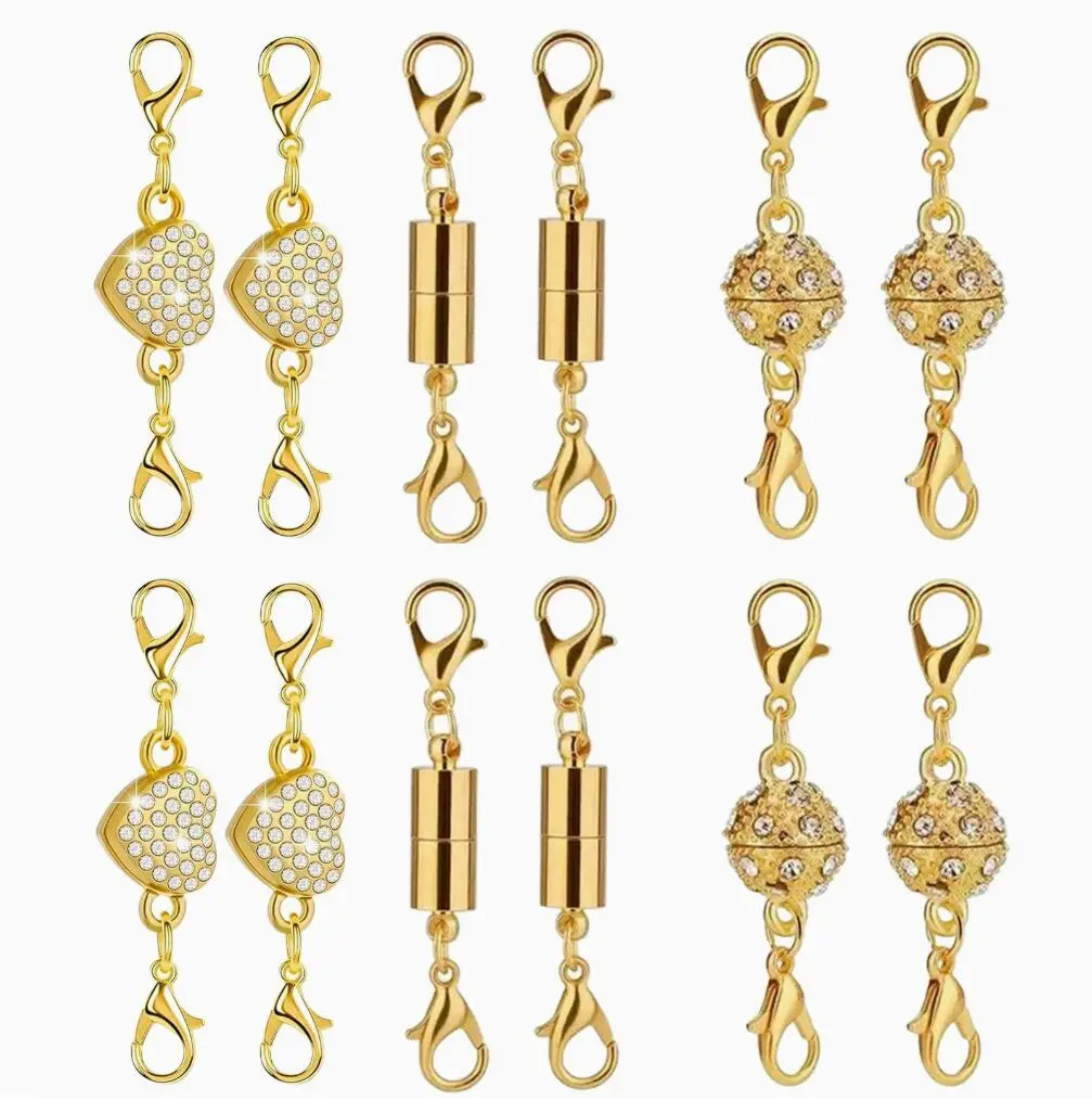 Magnetic Lobster Clasp Extenders, 12PCS Gold & Silver Adjustable Clasps for Necklaces & Bracelets, Easy Jewelry Converter for DIY Beading & Jewelry Making, Adjustable Clasp