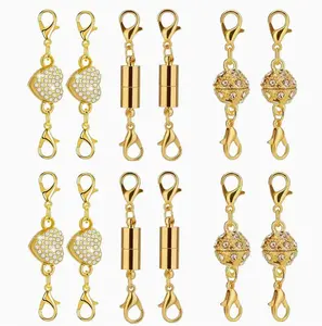 Magnetic Necklace Clasps and Closures, 12PCS Gold & Silver Magnetic Lobster Clasp Extenders for Necklaces & Bracelets, Easy Jewelry Converter for Women
