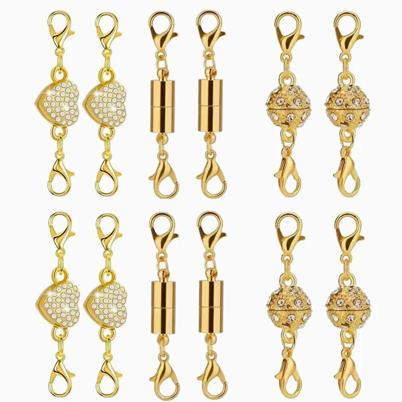 Magnetic Lobster Clasp Extenders, 12PCS Gold & Silver Adjustable Clasp for Necklaces & Bracelets, DIY Beading Helper, Quick Convert Tool for Jewelry Making