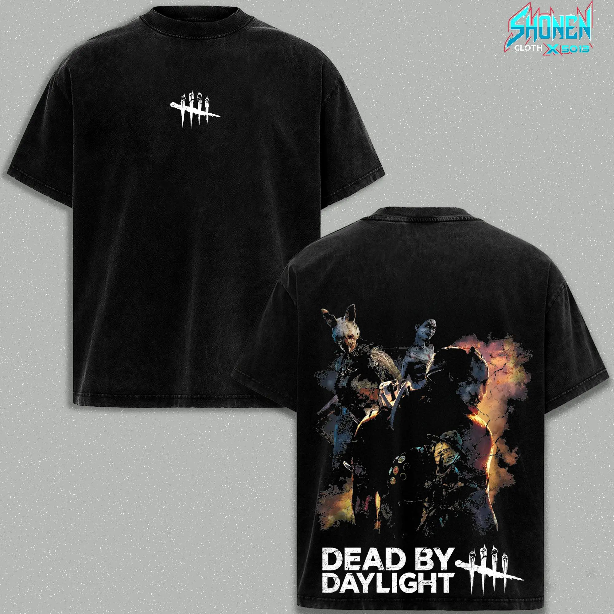 Dead By Daylight Killers Graphic Tee, The Huntress Trapper Wraith Spirit Merch, Horror Game Vintage Washed, Oversized Heavyweight Cotton T-Shirt, DBD Survival Streetwear, Scary Video Game Apparel, Fan Gift