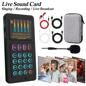 On site handheld sound card, voice converter, and mixer, with multiple sound effects, integrating singing/recording/streaming functions, compatible with PC/phone/PS4/PS5/Xbox One/laptop, black