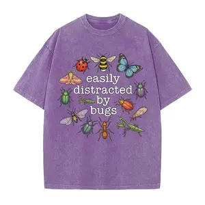 Easily Distracted By Bugs" Insect Lover T-Shirt, Entomology Nature Graphic Tee For Women