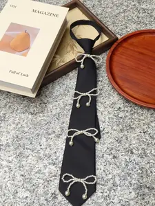 Original Elegant Commuter Style Tie, Adjustable Lazy Design, Pearl Bead Decoration, Perfect for Wedding, Office, Formal Events, Styling