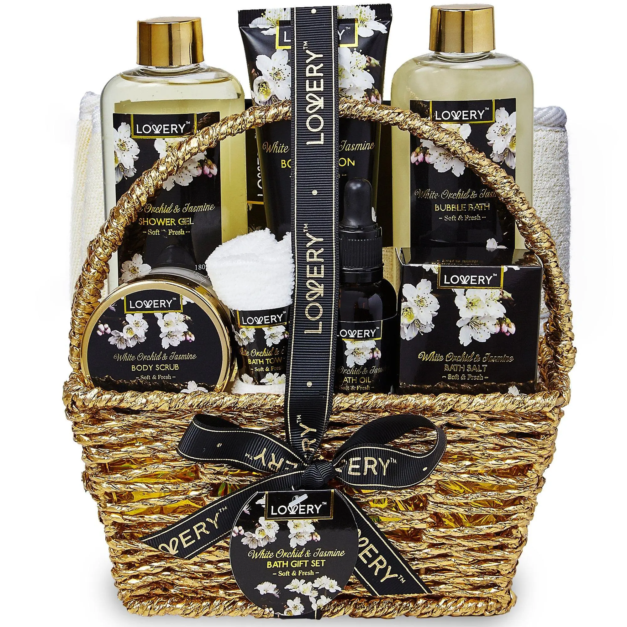 White Orchid Home Bath Set - 8Pc Gift Basket