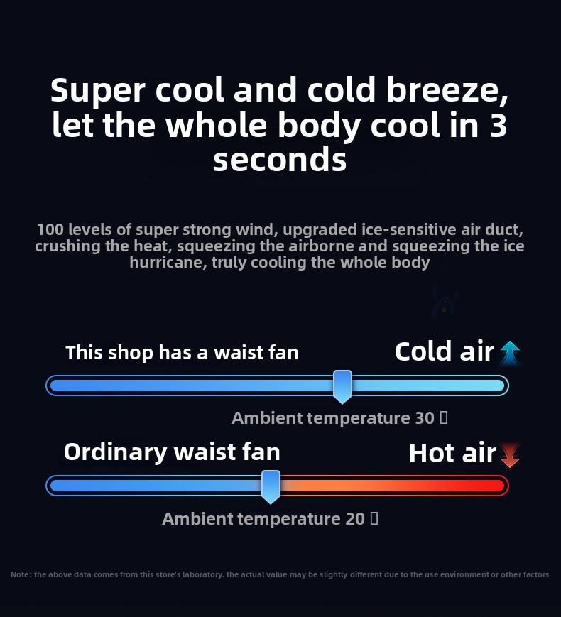 HOOYS Personal Waist Portable Rechargeable Fan, 6000mAh Battery Power bank, 5 Speeds 5300RPM Airflow, LED Light, Wearable Belt Fan for Outdoor, Jobsite, Farms, Traveling, Fishing