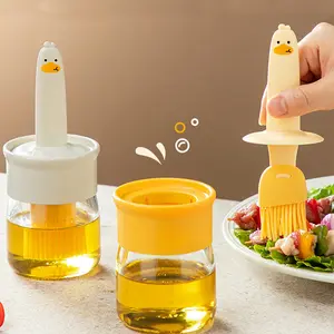 High-Temperature Resistant Silicone Oil Brush Glass Bottle Set, Convenient Kitchen & BBQ Use, 1/2pcs Essential Cooking Tool Grill Brush