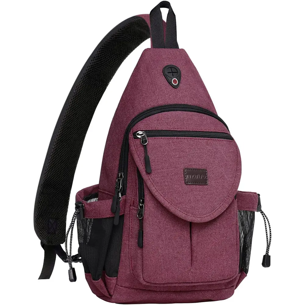 MOSISO Women's Chic Polyester Crossbody Sling Bag - Wedding & Outdoor Fantasy Shoulder Daypack, Wine Red, Zip, Elegant, Water Resistant, Bow, Athletic, Zipper, Adjustable, Holiday, Basic, Plain, Hiking, 15.51 X 9.84 X 5.51 Inch