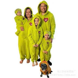 Christmas Green Hair Monster Family Pajama Set for Parents and Children