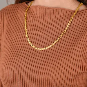 FindChic Flat Golden Chain Necklace For Women Men