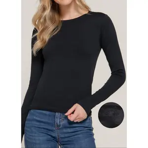 NENA BLACK INNER FAUX FUR LONG SLEEVE TOP