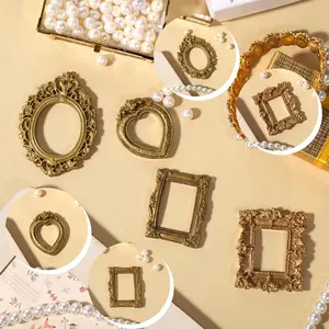 12Pcs Mini Gold Art Picture Frames,Vintage Picture Frames,Jewelry Display Table Frame,for Photography DIY Small Photo Frame Photo House Decoration