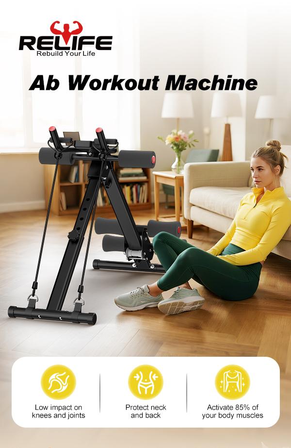Relife Sports Ab Workout Equipment, Adjustable Abdominal Machine Full Body Workout for Home Gym, Strength Training Exercise Equipment Waist Trainer Suitable for Beginner