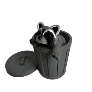 3D Printed Articulated Raccoon with Trash Can