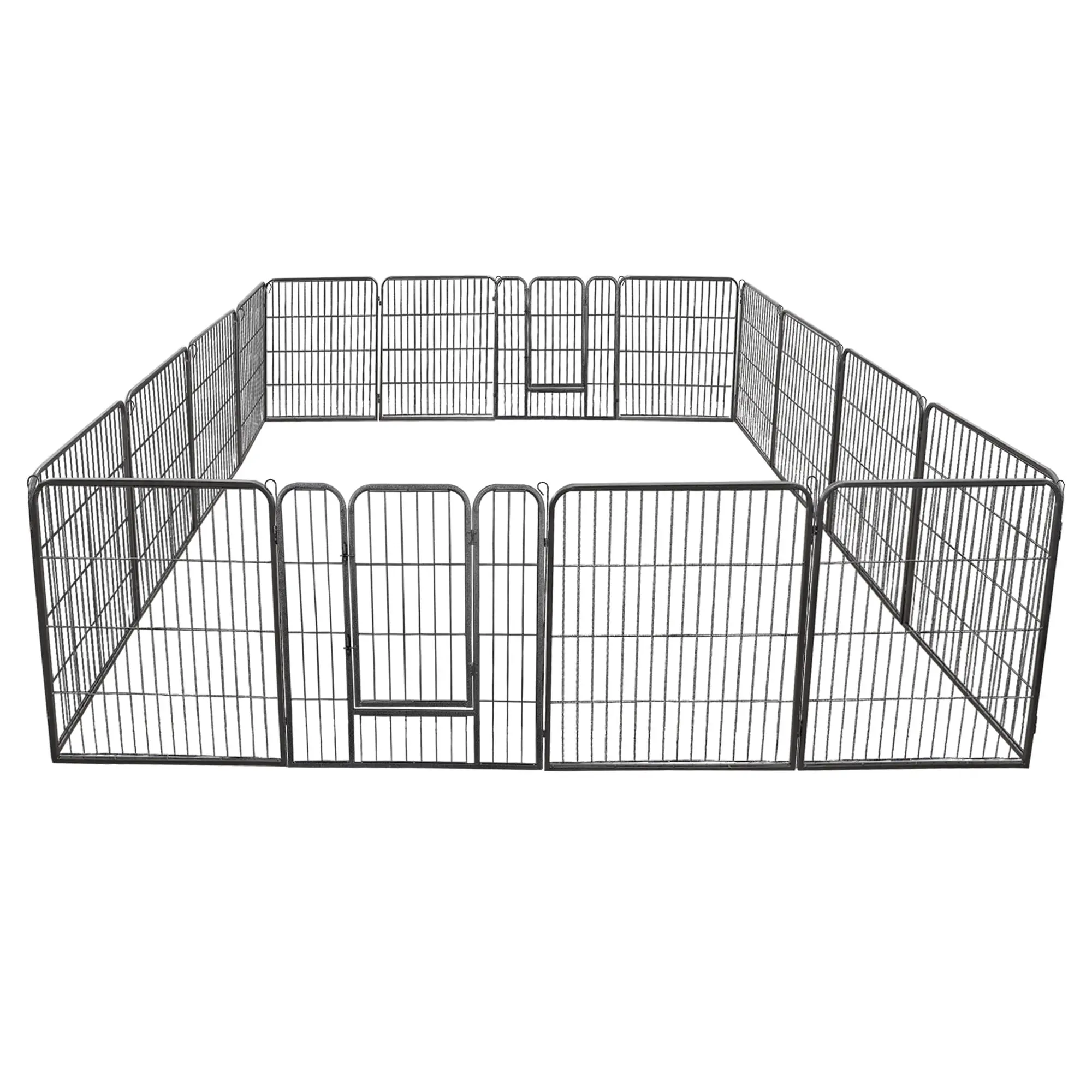 SuperDeal Pets 32-Inch Foldable Metal Playpen - 16 Metal Panels, Grid Mesh, Multiple Shapes, Durable Enclosure, Easy Setup, Portable Space for Puppies, Puppy Crate, Foldable Lockable Gate for Hamsters, Ducks, Rabbits (Ideal for Playrooms)