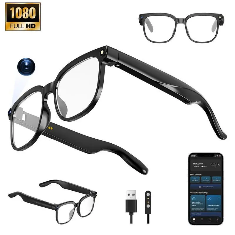 AI Smart Translation Glasses - 3D Audio & Video Accessory with Camera, Object Recognition, Large Language Model Chat, Bluetooth Calling, Music Functions