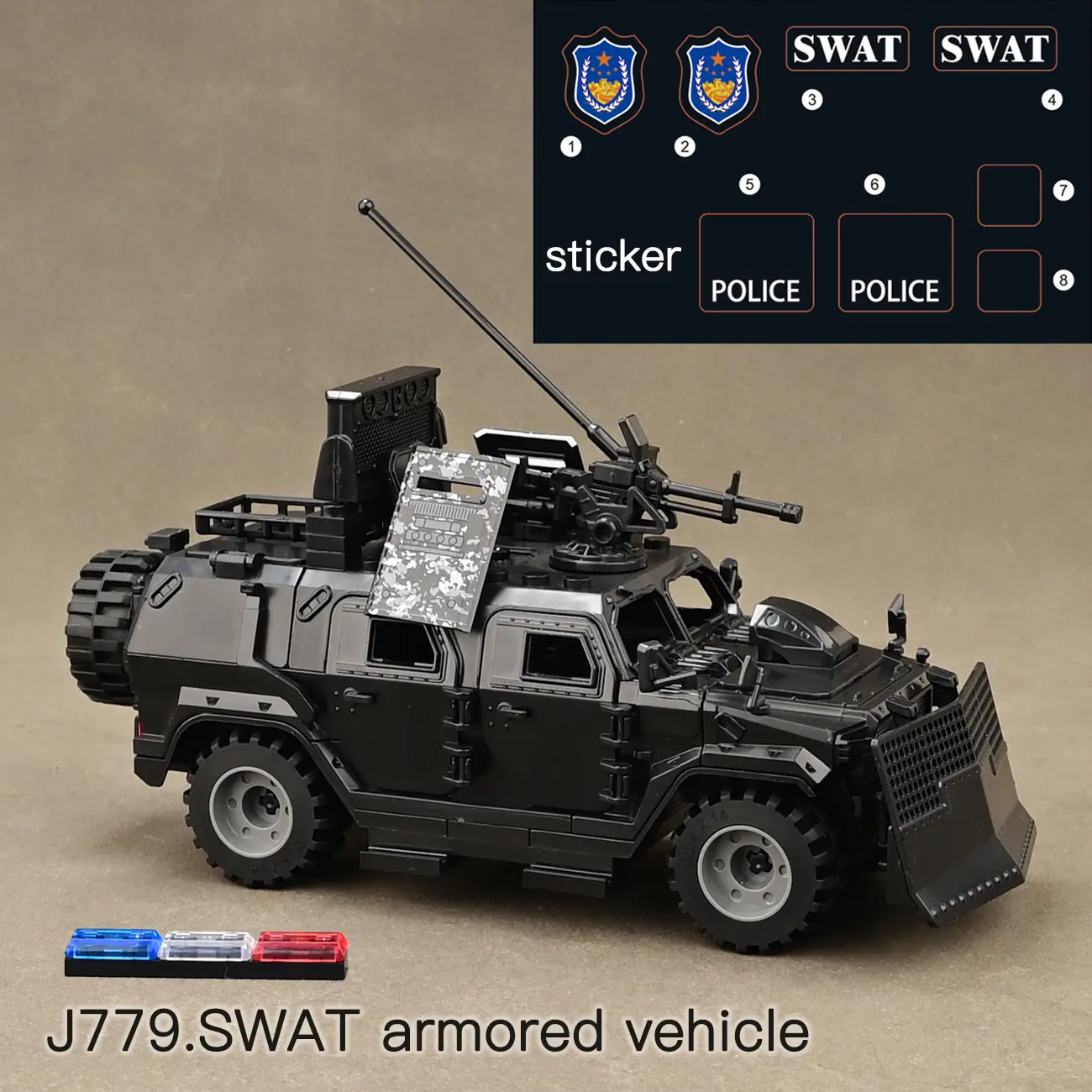 Military Toy Model Car Armored Vehicle with Disperse Shield, Compatible with Mainstream Mini Doll Blocks, Suitable for Boys Ages 6-12, Building Blocks, Assembly Building Blocks