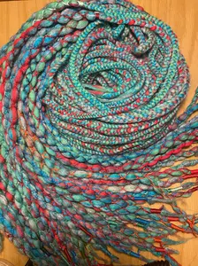 Mermaid wool dreadlock extensions, green, red, blue, braids