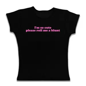 Gothic Emo Girl Baby Tee, Women Fitted T-Shirt, Im So Cute Baby Tee, Goth Short Sleeve Emo Girls Tops, Emo Scene 2000s Clothes, 2000 tops, Casual Cotton Short Sleeve