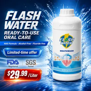 FLASHWATER Alcohol-Free Mouth Wash, HAS Factor Anti-Biofilm Formula - Anti-Cavity, Oral Deodorizing for Long-Lasting Fresh Breath, Gum Health, Prevents Tooth Decay, Gentle Daily Oral Care for Adults & Kids 6+, FDA Compliant, 33.8 Fl Oz