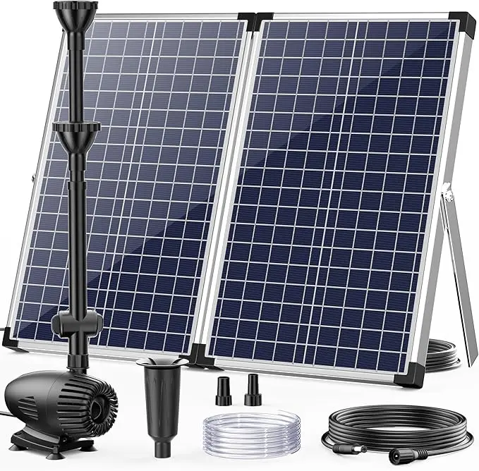 POPOSOAP 70W Solar Pond Pump 580GPH – Solar Water Fountain Pump with Adjustable Flow for Garden, Pond, Waterfall & Hydroponics System