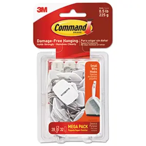 3M MMM17067MPES General Purpose Wire Hooks, White - Pack of 28