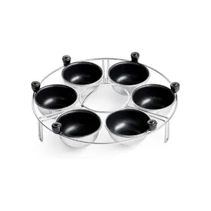 Egg Poacher Insert Stainless Steel Poached Egg Cooker Eggs Poaching Cup PFOA Free Egg Poachers Nonstick, 9 inches Rack, 6 Poached Cups, Utensils.