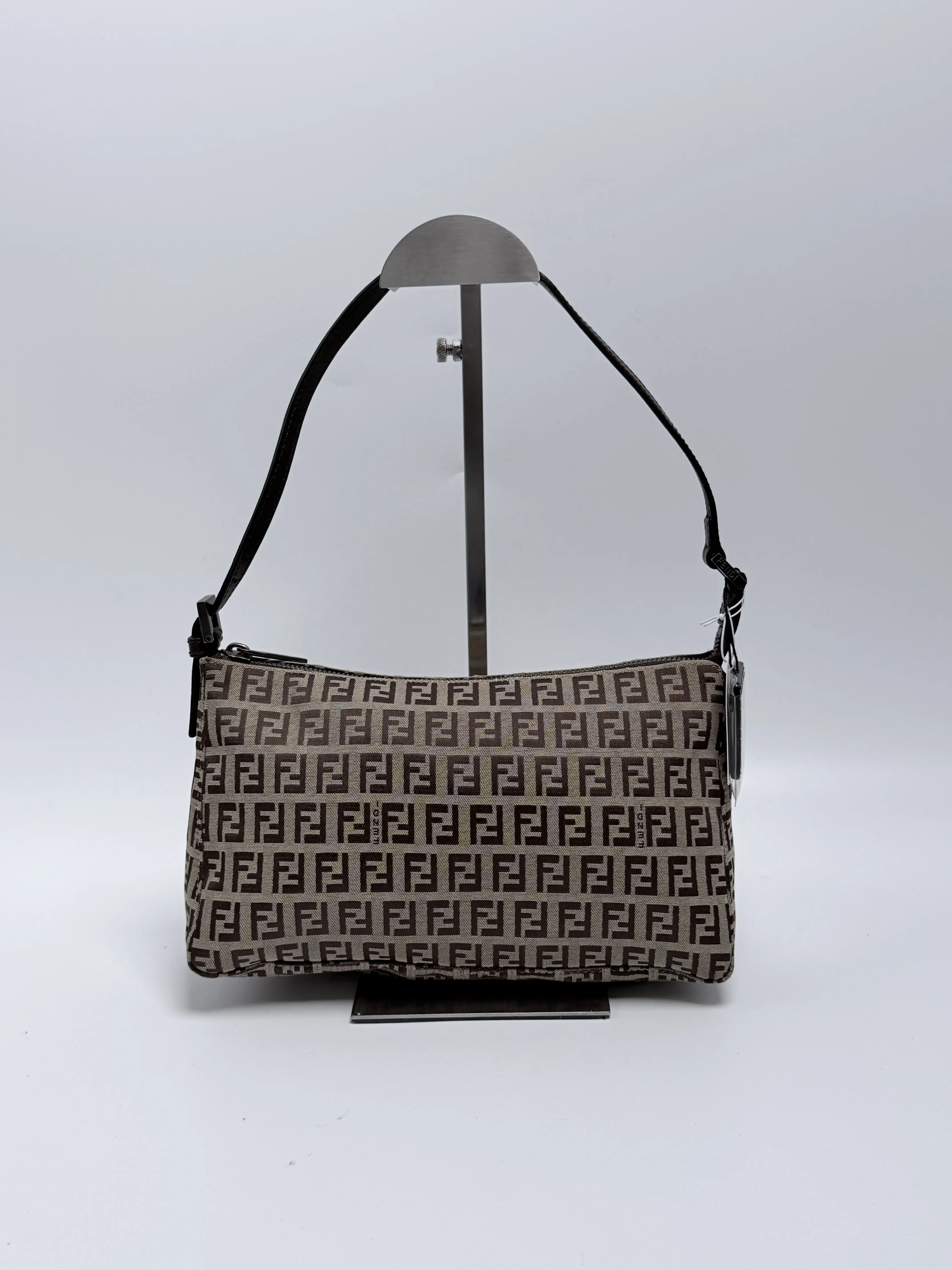 Pre-owned FENDI Canvas Shoulder Bags Vintage Zuka Pochette Shoulder Bag Hobo Handbag Brown SH381FD